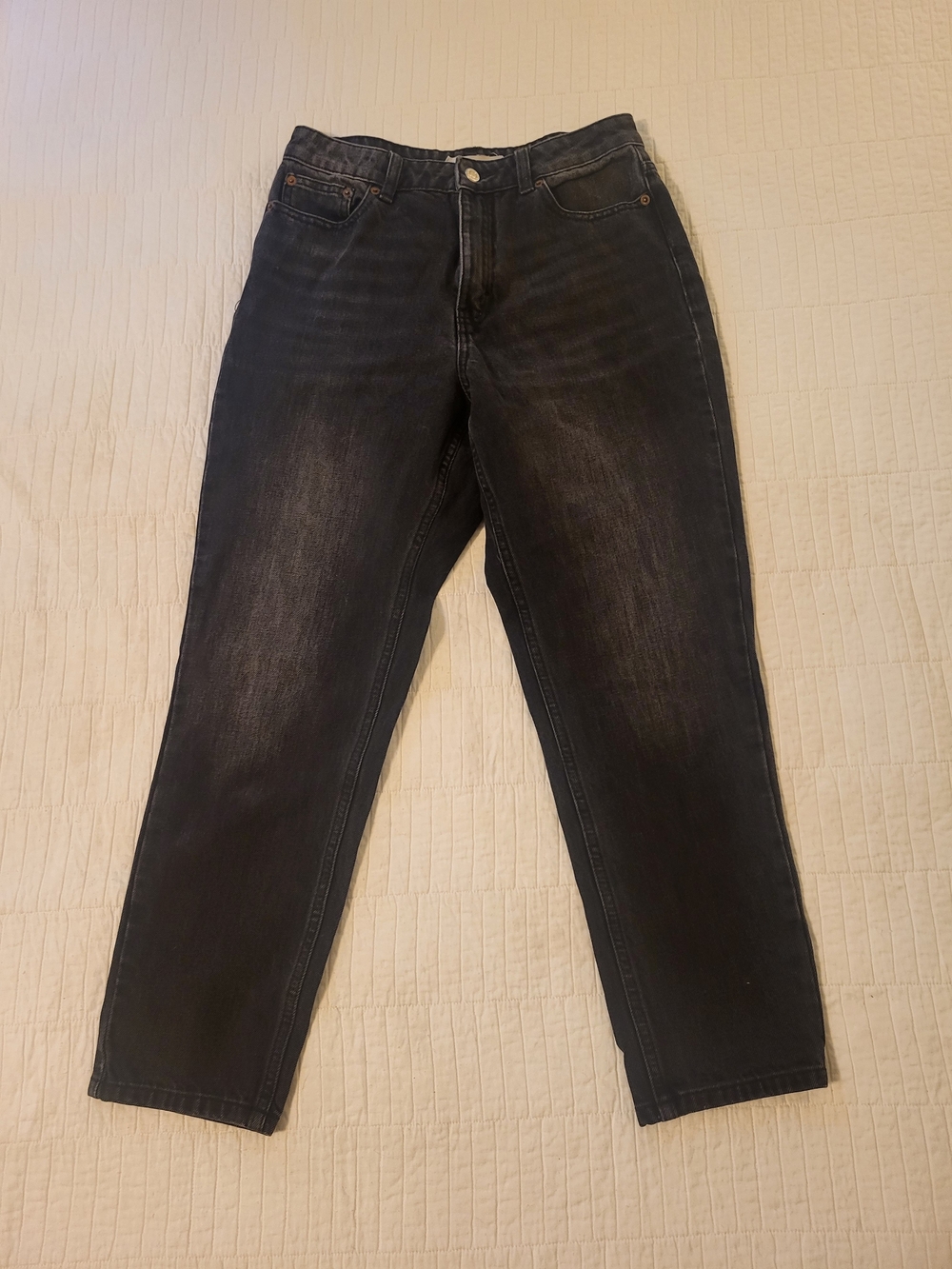 Topshop Black Faded Straight Jeans